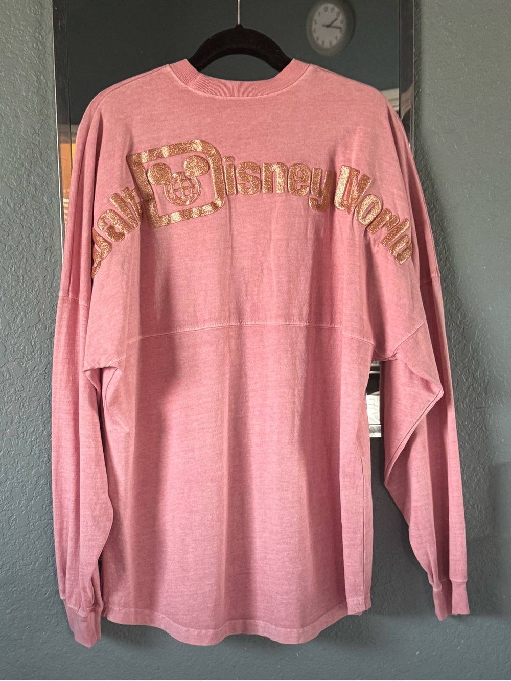 NWOT 100% Cotton Peach & Rose Gold Original Disney World Spirit Jersey Size L